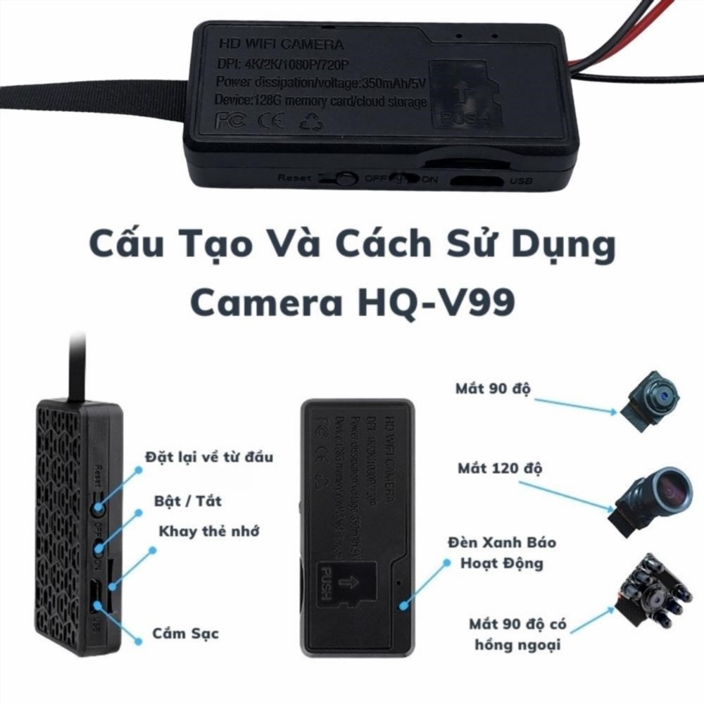 Camera IP Wifi siêu nhỏ V99 hồng ngoại V99+